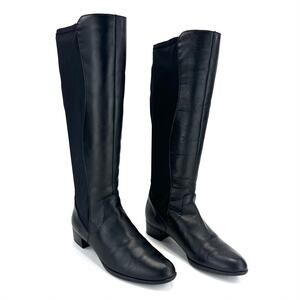 Munro Knee-High Tall Riding Boot Size 7M Black Leather Low Heel Equestrian